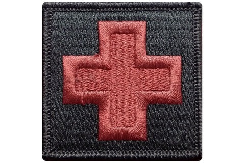 V40 Tactical Medic Emergency Medical Cross patch Black color 2"x2" size hook fastener *Made in USA - Bullrun Flag Embroidery