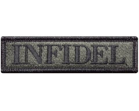 V93 Tactical Infidel patch Olive Drab 1"x3.75" hook fastener Backing *Made in USA* - Bullrun Flag Embroidery