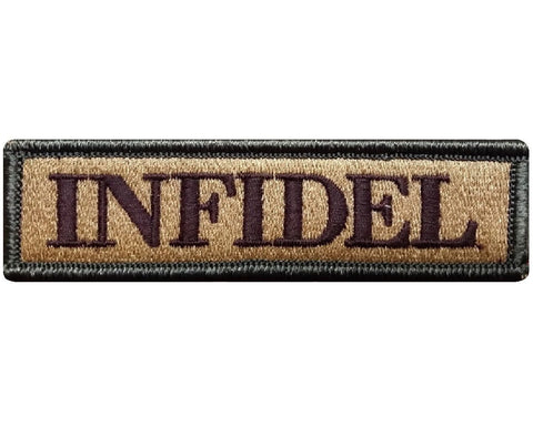 V98 Tactical Infidel patch Multi- Tan 1"x3.75" Velcro hook *Made in USA* - Bullrun Flag Embroidery