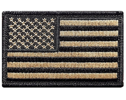 V6 Tactical USA flag patch 2"x3" hook fastener Coyote Tan *Made in USA* - Bullrun Flag Embroidery