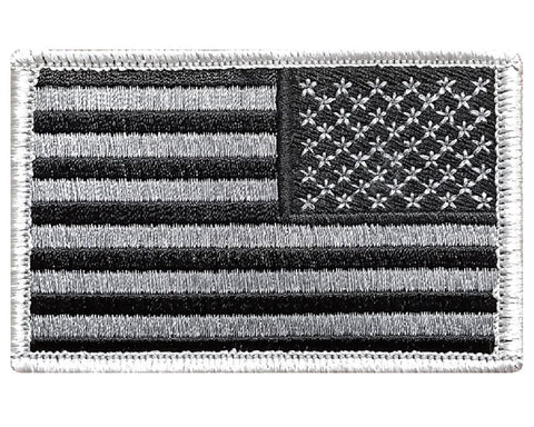 Reverse Tactical USA flag patch Hook Fastener Backing Subdued Black & White - Bullrun Flag Embroidery