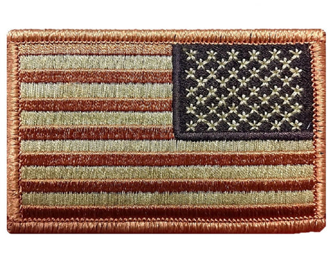 V15 Reverse Tactical USA flag patch 2"x3" Hook Fastener Backing Desert Tan *Made In USA* - Bullrun Flag Embroidery