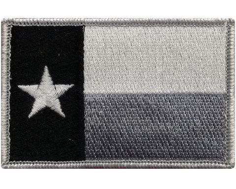 V36 Tactical TEXAS State flag patch Subdued Black & White 2"x3" Hook Fastener *Made in USA* - Bullrun Flag Embroidery