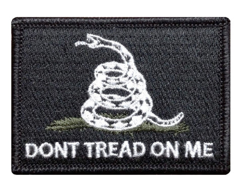 V42 Tactical Gadsden flag Dont Tread on Me patch Snake Black 2"X3" hook fastener *Made in USA* - Bullrun Flag Embroidery