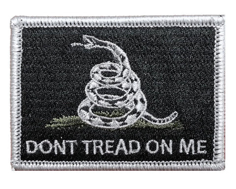 V49 Tactical Gadsden flag Dont Tread On Me Patch Silver Snake 2"x3" Hook fastener *Made in USA* - Bullrun Flag Embroidery