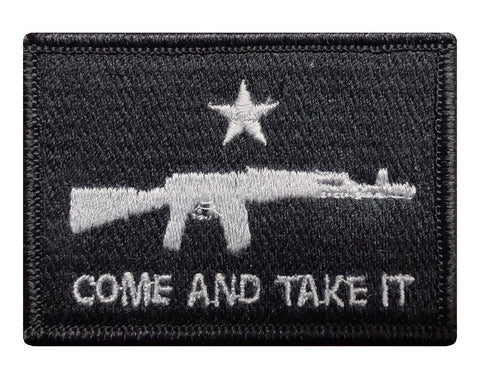 V56 Tactical Come and Take It Patch Subdued Grey 2"x3" Hook fastener Second Amendment*Made in USA* - Bullrun Flag Embroidery