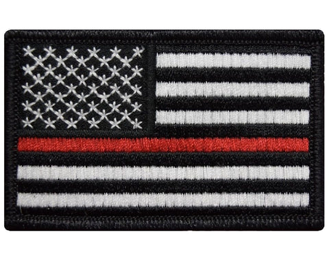 V62 Tactical Thin Red line Patch Firefighter Black USA flag 2"x3" hook & loop Back *Made in USA* - Bullrun Flag Embroidery