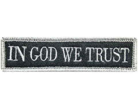 V78 Tactical in god we trust patch Silver 1"x3.75" hook fastener *Made in USA* - Bullrun Flag Embroidery