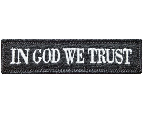 V79 Tactical in god we trust patch Black & White 1"x3.75" hook fastener *Made in USA* - Bullrun Flag Embroidery