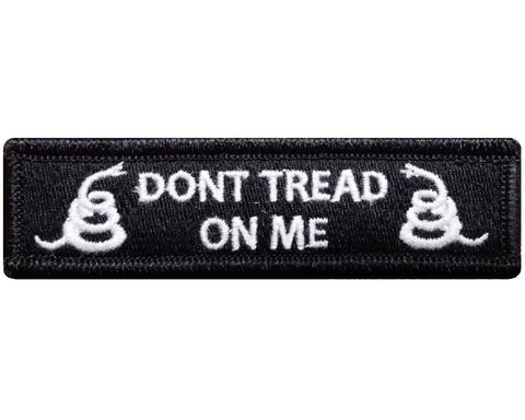 V82 Tactical Dont Tread on Me patch Black & White 1"x3.75" hook fastener *Made in USA* - Bullrun Flag Embroidery