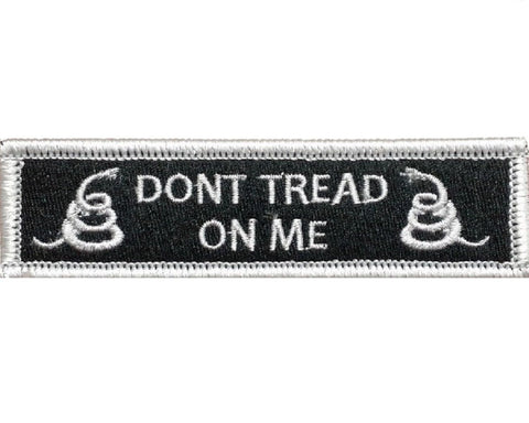 V83 Tactical Dont Tread on Me patch Silver 1"x3.75" hook fastener *Made in USA* - Bullrun Flag Embroidery