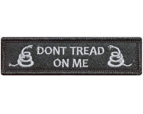 V84 Tactical Dont Tread On Me patch Subdued Grey 1"x3.75" hook fastener *Made in USA* - Bullrun Flag Embroidery