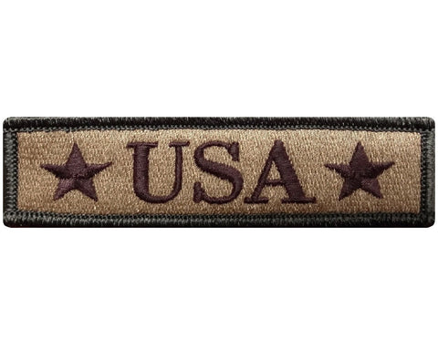 V117 U.S.A USA Tactical Morale patch Multi- Tan multitan multicam 1"x3.75" Hook Fastener Backing *Made in USA* - Bullrun Flag Embroidery