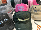 Your Text Custom Embroidered on Unstructured Mesh back Trucker Hat Personalized Word Vintage Distressed Cap No minimum