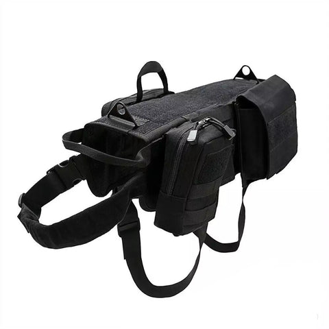 Tactical Dog Harness & Collar & Bungee Dog Leash Set Military Molle Vest &  Pouch