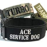 Personalized Tactical Dog Collar Custom Military Style dog Collar K9 Collar with 1.5x4 inch Name patch Embroidered Padded