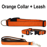 Custom dog Collars Personalized Embroidered dog collars with Name 1 inch Orange with leash