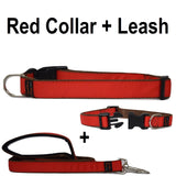 Custom dog Collars Personalized Embroidered dog collars with Name 1 inch  Red with leash