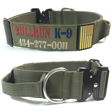 inch Personalized Tactical Dog Collar Custom embroidered K9