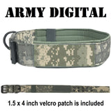 custom personalized tactical k9 dog collar army green digital camo with american flag 1.5 inch thick collar