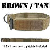 custom tactical  dog collar personalized embroidered  with name and number brown tan k9 canine 1.5 inch collar